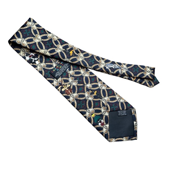 Looney Tunes Mania Vintage Blue Gold Chain1995 Novelty Neck Tie - Picture 5 of 5